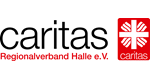 Flammenkreuz mit Caritas Halle Schriftzug